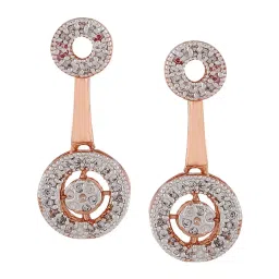 Estele Rose Gold-Plated CZ Sparkling Circular Design Drop Earrings image 2