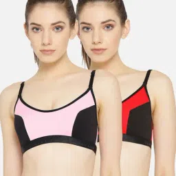 Lady Lyka Multicolor Non Wired Non Padded Sports Bra (Pack Of 2)-image-88