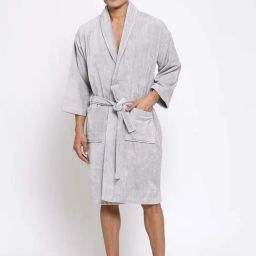 Trident Comfort Living Grey Cotton 380 GSM Bathrobe-image-0