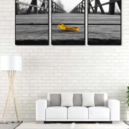 999store Grey & Yellow Printed Bridge Paintings - Set of 3-29