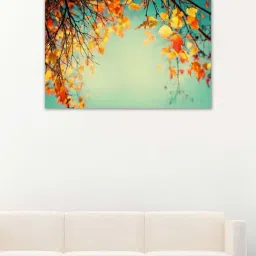 999store Blue & Orange Autumn Trees Leaves Canvas Painting-43
