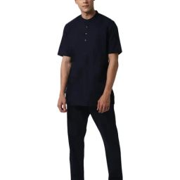 Peter England Navy Cotton Regular Fit Loungewear Set-image-26