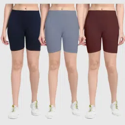 Gracit Navy & Grey Cotton Sports Shorts - Pack Of 3-picture-12