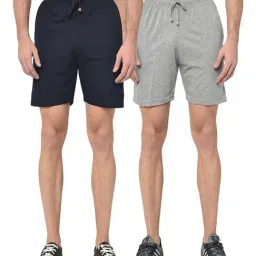 Vimal Jonney Navy & Grey Regular Fit Shorts - Pack of 2-image-76