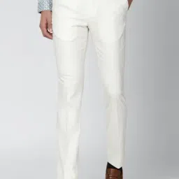 Van Heusen Cream Skinny Fit Flat Front Trousers-image-39