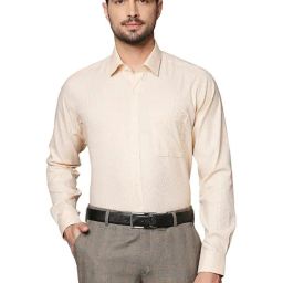 Raymond Light Yellow Regular Fit Check Shirt-image-91