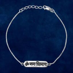Taraash 92.5 Sterling Silver Om Namah Shivay Chain Bracelet Rakhi-image-26