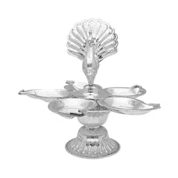 Sri Jagdamba Pearls 0.8 Silver Peacock Diya-image-24