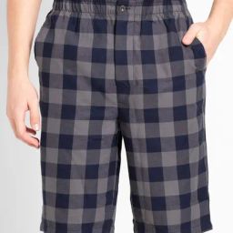 Jockey US88 Charcoal & Navy Combed Mercerised Cotton Shorts with Side Pocket (Prints May Vary)-image-58