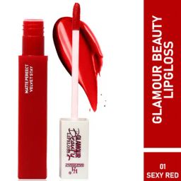 Half N Half Glamour Beauty Matte Perfect Velvet Stay Lip Gloss 01 Sexy Red - 5 ml-image-33