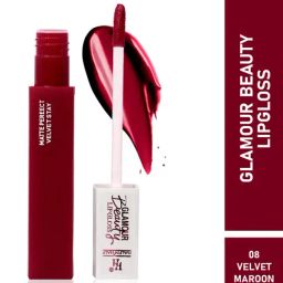 Half N Half Glamour Beauty Matte Perfect Velvet Stay Lip Gloss 08 Velvet Maroon - 5 ml-image-11