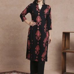 Fashor Black Regular Fit Printed Kurta-picture-7