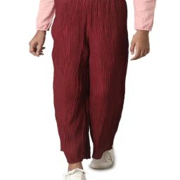 Under Fourteen Only Kids Maroon Solid Plazzos-image-39