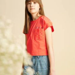 VERO MODA GIRL Flamingo Embroidery Boxy Fit T-Shirt-image-76