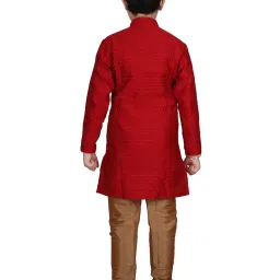 Pro-Ethic Style Developer Kids Red & Brown Printed Full Sleeves Kurta with Pyjamas image 2