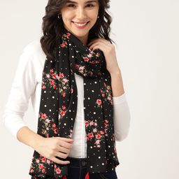 DressBerry Women Black & Red Printed Stole-image-1