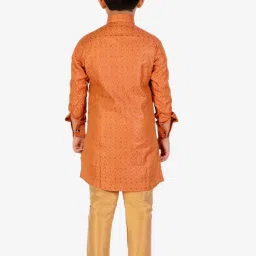 Pro-Ethic Style Developer Kids Orange & Beige Printed Full Sleeves Kurta with Pyjamas image 2