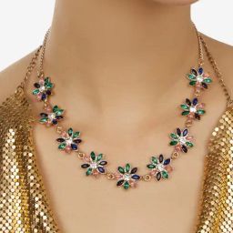 Zaveri Pearls Multicolor Dazzling Stones Embellished Contemporary Flowers Necklace for Women-26
