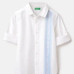 United Colors Of Benetton Boys White Cotton Regular Fit Printed Shirt-image-88