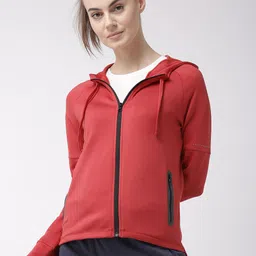 Alcis Women Red Solid Hooded Sweatshirt-image-31