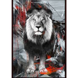999Store Multicolor Canvas Modern Abstract Lion Painting With Frame image 2