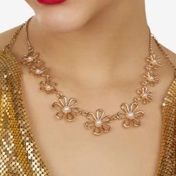 Zaveri Pearls Gold Tone Contemporary Pearls Embellished Flowers Necklace for Women-17