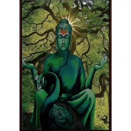 999Store Green Canvas Blessing Lord Buddha Art Canvas Painting With Frame image 2