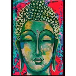 999Store Multicolor Canvas Lord Buddha Face With Abstract Effect Art Painting image 2