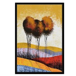 999Store Multicolor Canvas Tree Art Painting With Sunset Effect Wall Painting image 2