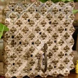 Ambi Hook On Rustic Block Print Wood Base - Distressed Look image 1
