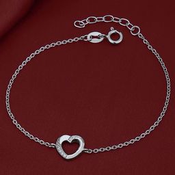 Carlton London 925 Sterling Silver Rhodium-Plated Cubic Zirconia Studded Charm Bracelet-38