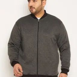 Bigbanana Men Plus Size Dark Grey Solid Regular Fit Sweatshirt-image-8