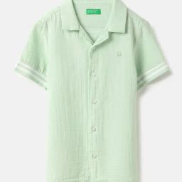 United Colors Of Benetton Boys Green Cotton Regular Fit Shirt-image-78