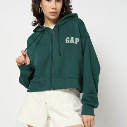 GAP Green Regular Fit Graphic Hooded Sweatshirt-image-86