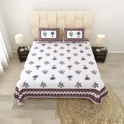 JaipurFabric Magenta Pure Cotton 180 TC Printed Double Bedsheet with 2 Pillow Covers image 1