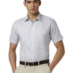Van Heusen Grey Cotton Regular fit Checks Shirt-image-76