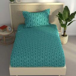 BIANCA Estonia Forestgreen Cotton 116 TC 115 GSM Single Size Bedsheet With Pillow Cover-image-93