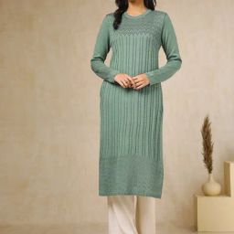 Soch Green Acrylic Regular Fit Crochet Kurta-image-88
