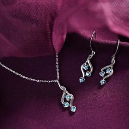 Clara 925 Silver Rhodium-Plated Swiss Zirconia Valentina Pendant with Chain & Earring Set-image-13
