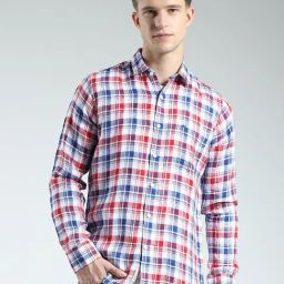 Monte Carlo Red Regular Fit Chequered Shirt-image-56