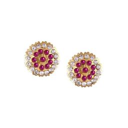 DIVASTRI Gold-Plated Artificial Stones Studded Floral Shaped Studs image 4