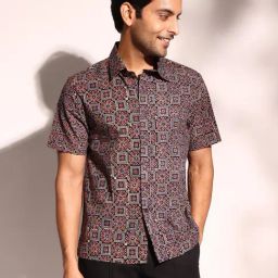 Fabindia Indigo & Maroon Cotton Straight Fit Printed Shirts-image-14