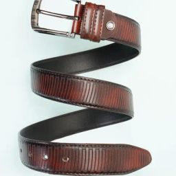 ZEVORA Brown Textured Leather Casual Belt-image-59