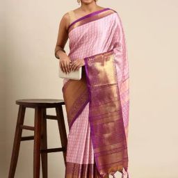 APNISHA Pink Woven Saree With Unstitched Blouse-image-68