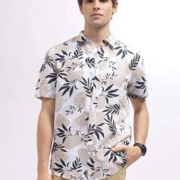 Iconic Men Printed Regular Fit Linen Shirt-image-3