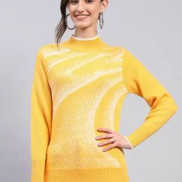 Monte Carlo Yellow Wool Blend Self Full Sleeve Sweater-picture-5