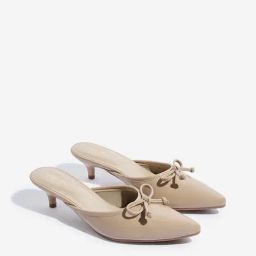 LUNA BLU by Westside Taupe Bow Designed Mules-image-95