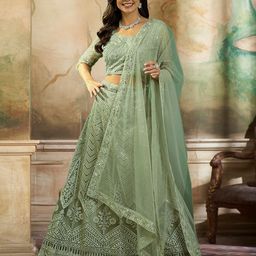 Kvsfab Embroidered Sequinned Semi-Stitched Lehenga & Unstitched Blouse With Dupatta-picture-24