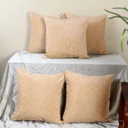MFD HOME Furnishing Beige Velvet Cushion Cover - Set of 5-image-78