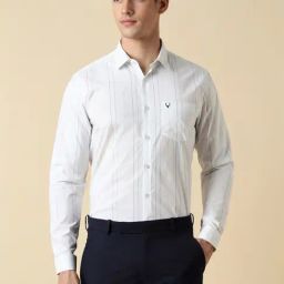 Allen Solly White Slim Fit Striped Shirt-image-85